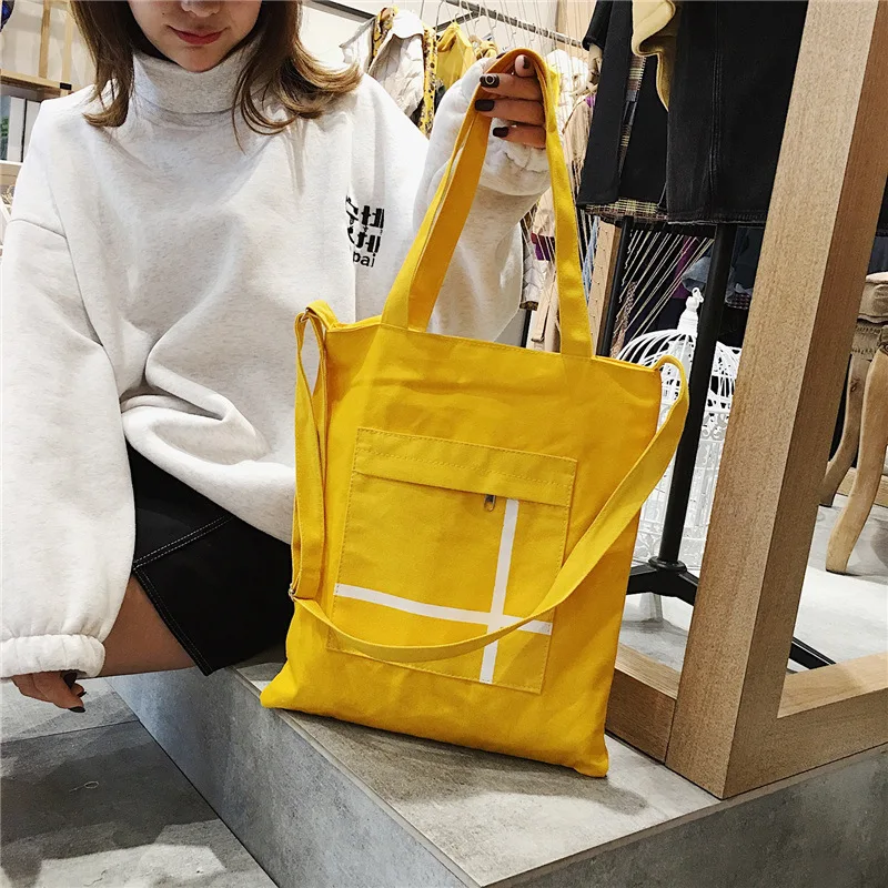 Женские студенческие холщовые сумки на плечо Экологичная сумка для покупок большая емкость простая Ретро Повседневная сумка для женщин кошелек