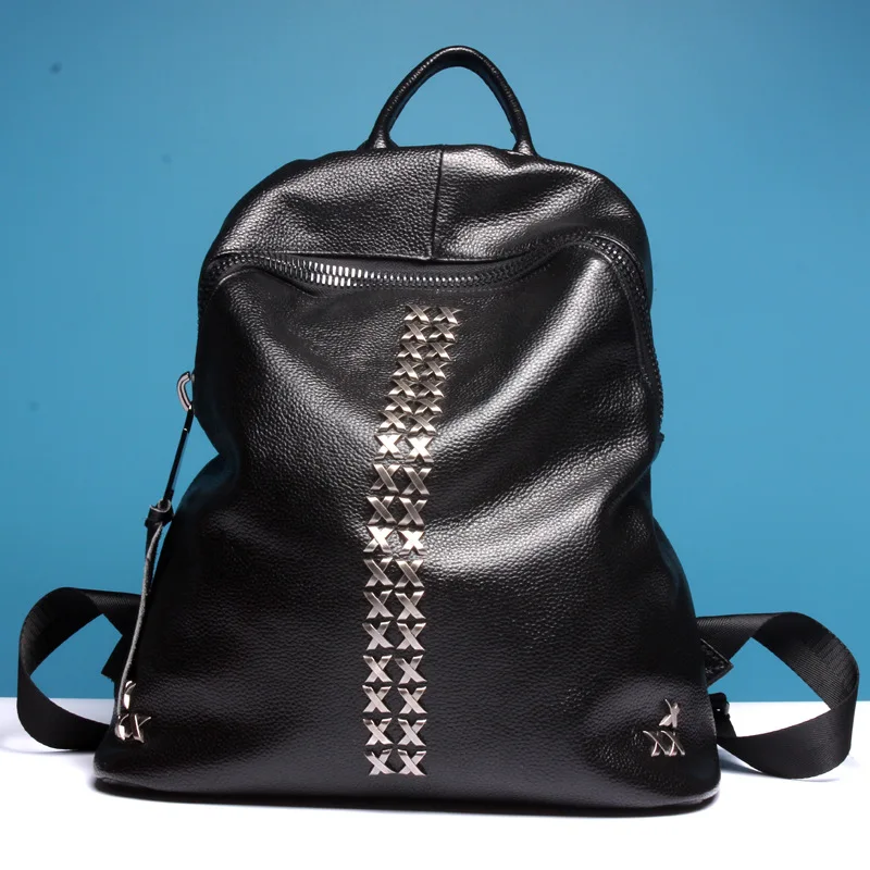 Kordelzug Echtes Holographische Leder Teenageralter Frauen Für Rucksäcke Mochila Rucksack Black Bagpack Im Feminina Mädchen tq7wFxPS