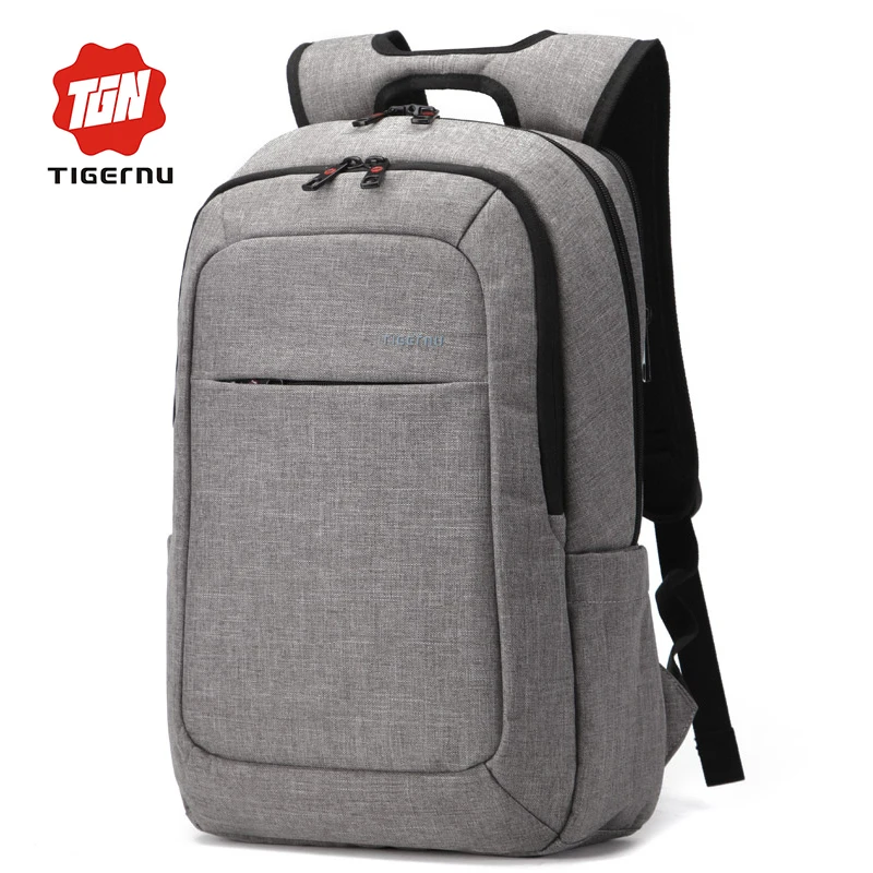 2016 Grey Canvas Men's Backpack Bag Brand High Quality 14.1Inch Laptop Notebook Mochila for Men Waterproof Back Pack