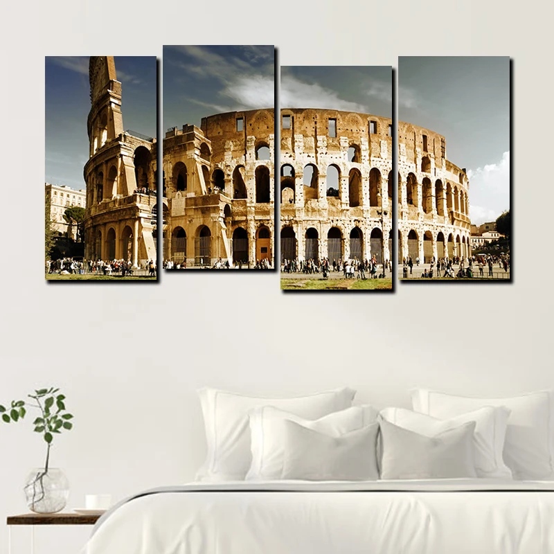 

4 pieces Colosseum Home Oil Decoration Wall Painting Canvas Painting Print Poster Pictures For Living room Coffee shop Hotel DIY