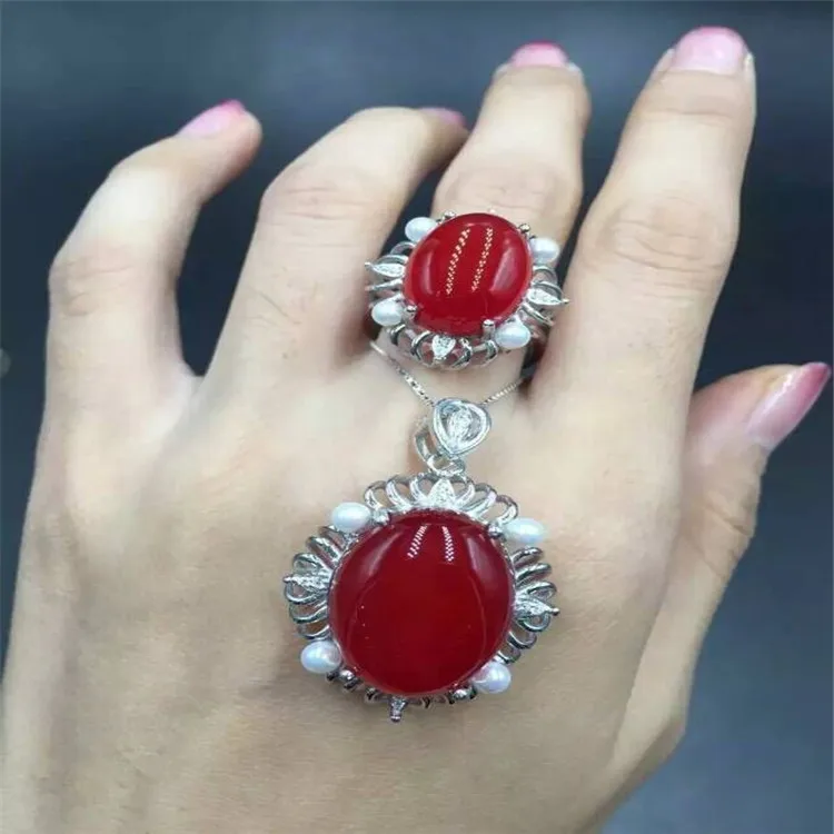 pura natural jade vermelho medulla anel +