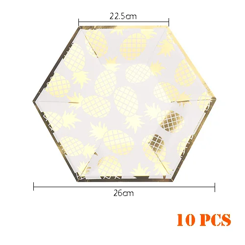 RiscaWin, Золотая фольга, ананас, одноразовые столовые приборы, бумажные тарелки для вечеринки/чашки для свадьбы, дня рождения, вечеринки, украшения, вечерние принадлежности для взрослых - Цвет: 9inch Gold Pineapple