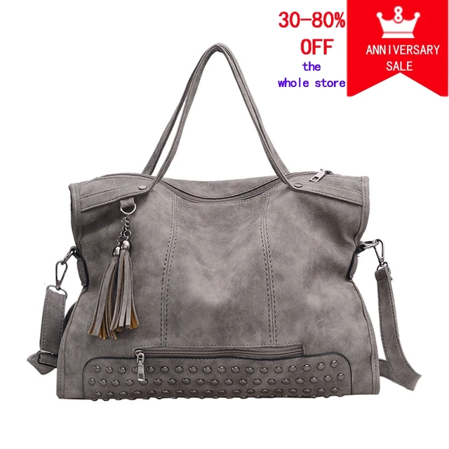 2018 Europe And America Style Women S Handbags Fashion Vintage Scrub 2018 Europe And America Style Women S Handbags Fashion Vintage Scrub Tassel Rivets Casual Gray Messenger
