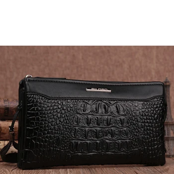 

Famous brand design Men's Soft Leather Handbags Business Zipper wallet male Clutch Bag Fashion Mobile phone Wallet cigarette box
