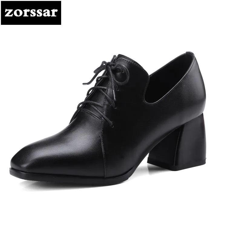 

Big Size 34-42 Women Shoes Square toe Pumps Genuine Leather Dress Shoes Deep mouth High Heels Single Shoes woman zapatos mujer