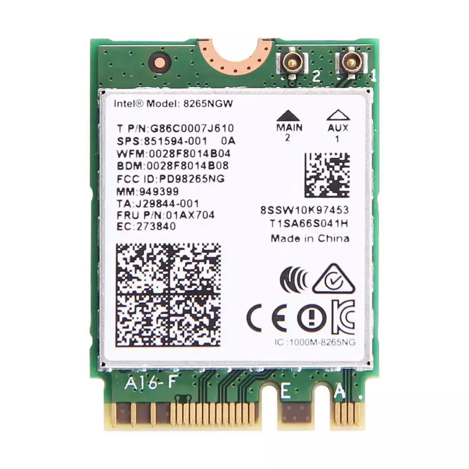 

Dual Band 2.4G/5Ghz Wifi Bluetooth Wlan For Intel 8265NGW Wireless-AC 8265 NGFF 802.11ac 867Mbps 2x2 MU-MIMO WIFI BT 4.2 Card