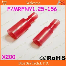 200 шт./лот F/mrfny1.25-156 красный холодного отжима терминал Инструменты для наращивания волос и муфт для 0.5- 1.5mm2, 22-16 awg Провода 19a