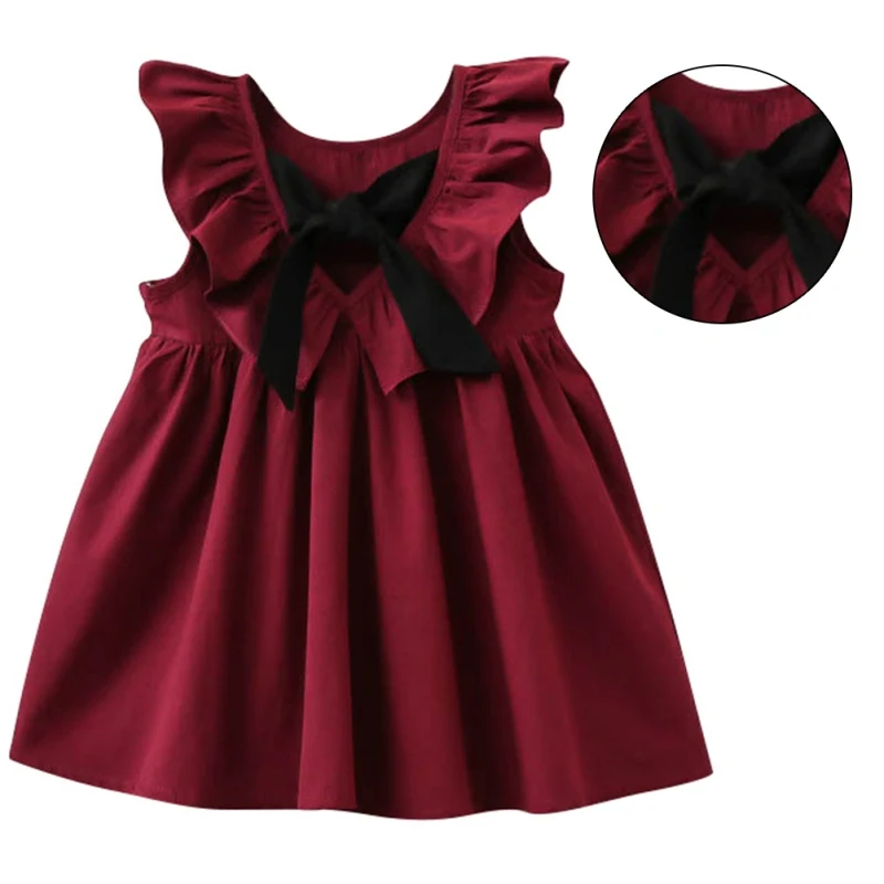 

2018 New Newborn Toddler Infant Baby Girls Summer Dress Casual Princess Party Tutu Dresses Clothes Solid Sundress 1-6T