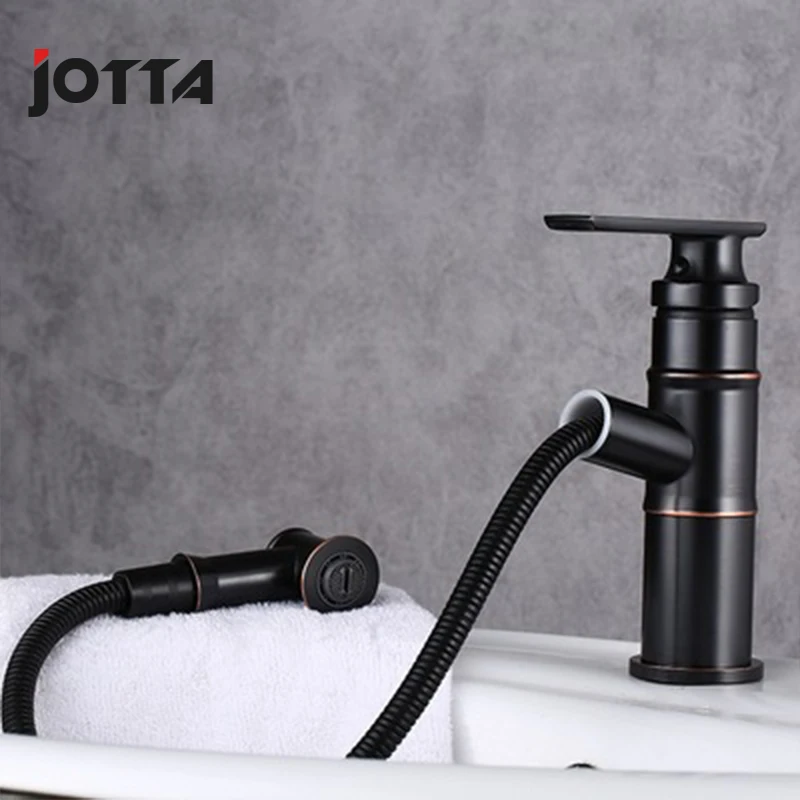 Pull-out faucet retro bathroom faucet Under counter basin hot and cold faucet single-hole faucet