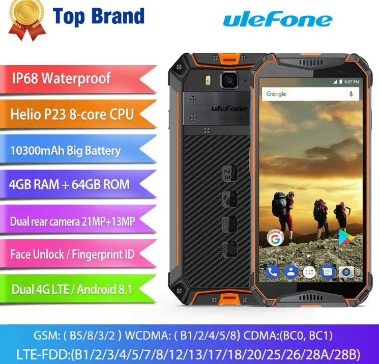 Ulefone Armor 3 IP68 Waterproof Rugged Mobile Phone 10300mAh 5.7