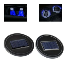 CITALL, черный, 2 шт., Автомобильный светодиодный светильник на солнечной энергии, синий, покрытие, отделка, атмосферная лампа, Декор, Противоскользящий коврик, подстаканник, подстаканник