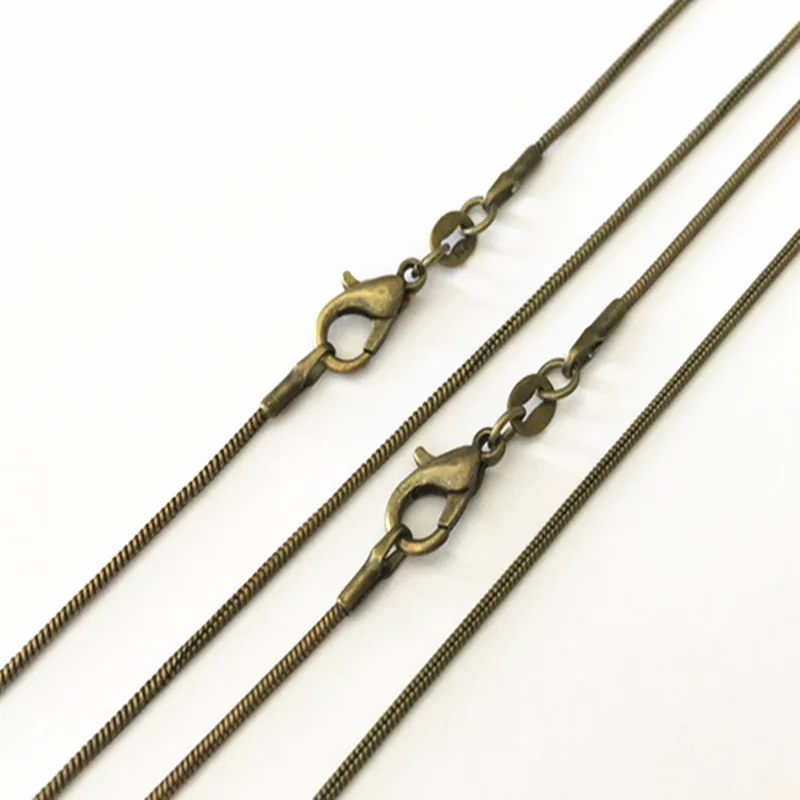 5 шт/лот 1,2 мм 17 дюймов Античная бронзовая медная цепочка со змеей ожерелье с застежкой омар подвеска цепь аксессуары цепь