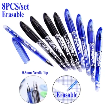 

DELVTCH 8pcs/set Erasable Pen 0.5mm Gel Pen for Children Gift Student Writing Tools Office Stationery Supplies Blue / Black Ink