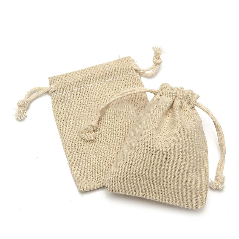 30PCS Small Linen Bag Pouch Drawstring Bag Jute Sack Christmas Gift