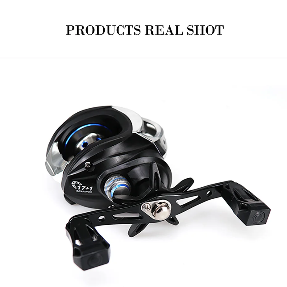 Carretel de Pesca Rolamento de Esferas Reel com Sistema de Freio para Molinete de Pesca da Carpa 17 + 1bb Yukui Novo Bobinas Baitcasting Fishing gt 7.2: 1 9 Pesca Rolamento De Esferas GT 7.2: 1
