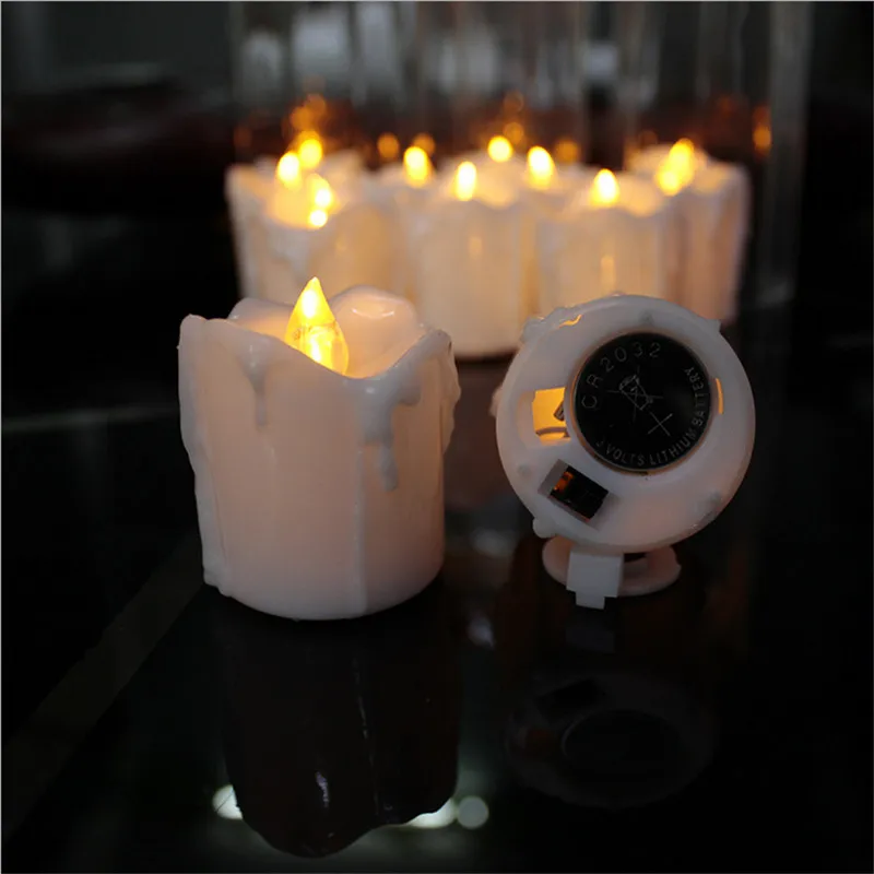 

6 pieces Flameless Candles With Timer,Yellow Flickering Flash Led Candle Light,Battery Flameless Candles For Wedding Decoration