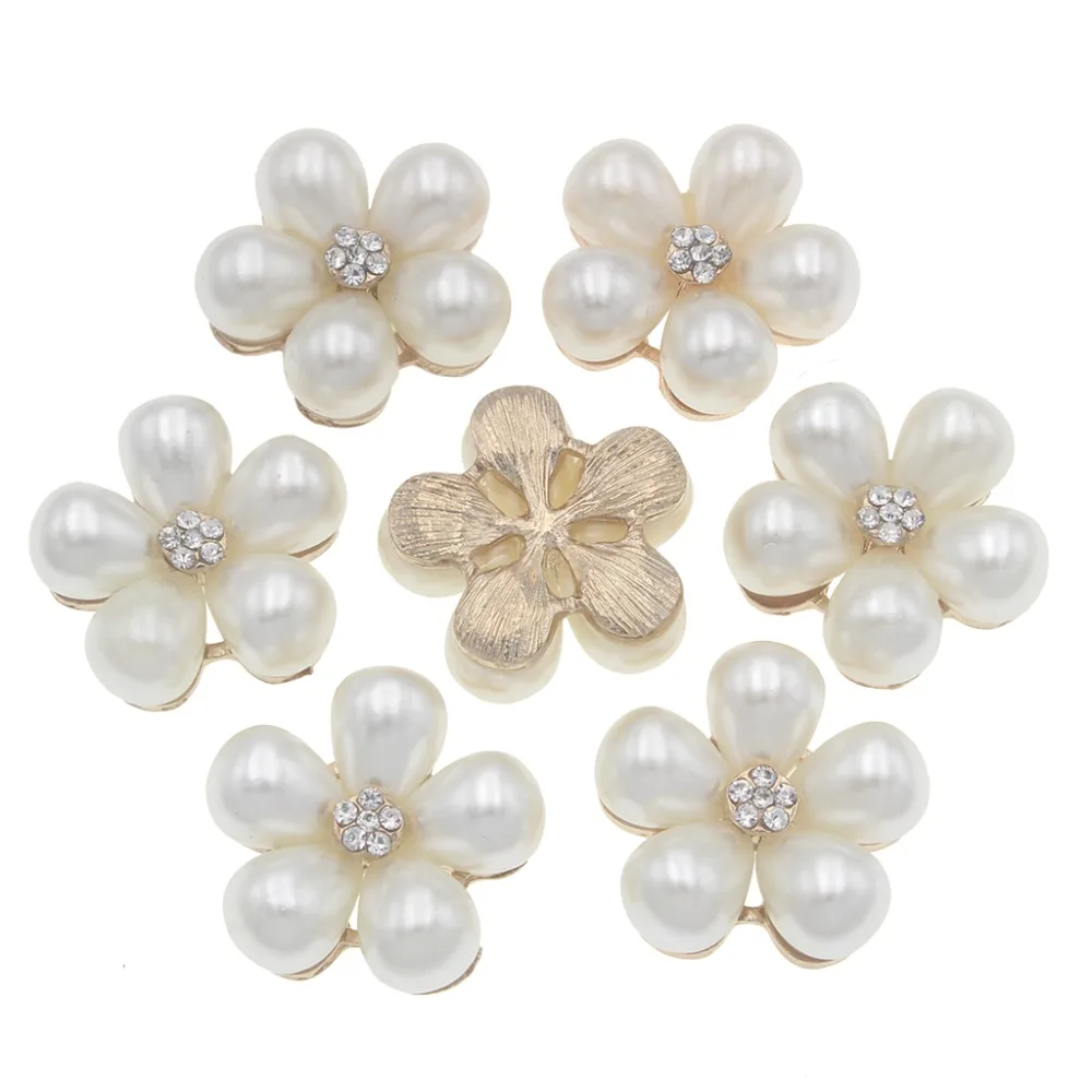 

23mm New 5-holes Flower Rhinestone Metal Buttons For Clothing Handmade Pearl Coat Buttons Decorative Manualidades Costura Crafts