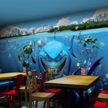 

3d papel Murals Coral Blue Sea Shark Animal Wall paper 3d photo Mural wallpaper for Living Room Sofa Background 3d Wall Stickers