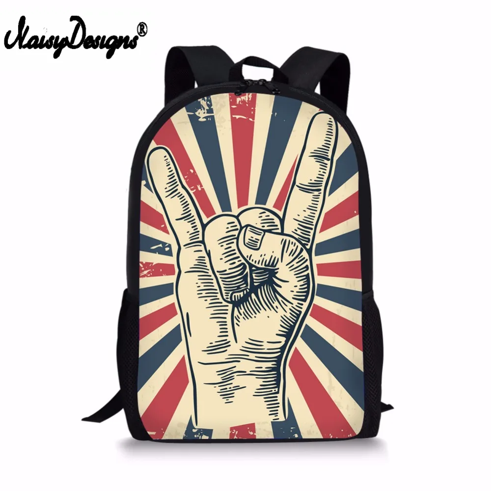 

NOISYDESIGNS Rock and Roll hand sign Design Printing Backpack For Boys Girls 3D School Supplies Women Bags Men Laptop Rucksack