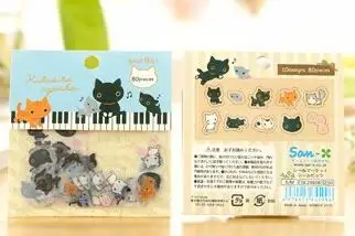 80 шт./упак. милые Sumikko Gurashi Cat Sentimental Circus наклейки дневник этикетка наклейки декоративные Скрапбукинг стикеры сделай сам - Цвет: black cat