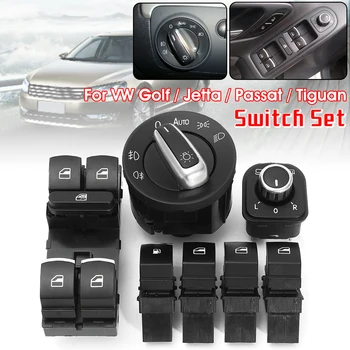 

7Pcs Window Headlight Mirror Fuel Gas Switch For Golf MK5 MK6 Passat Tiguan Headlight Switch with Auto Function etc