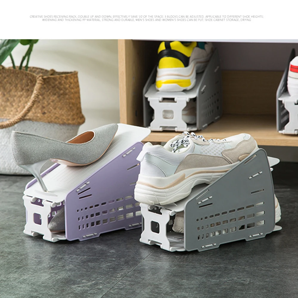 Двухцветный Регулируемый органайзер для обуви современный двойной стеллаж для хранения обуви Экономия пространства органайзер для обуви Подставка Полка для гостиной