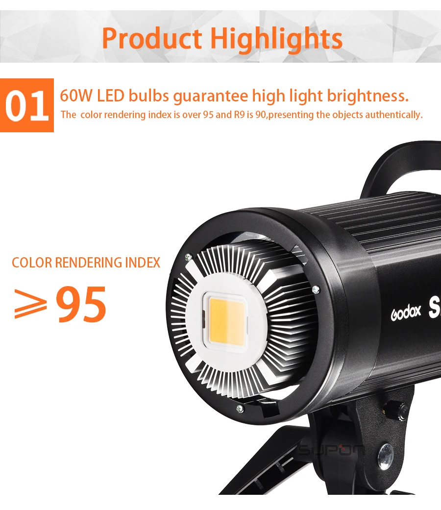 Godox светодиодный светильник для видео SL 60W 5600K белая версия непрерывный Bowens