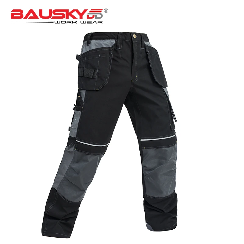 Мужские длинные брюки мульти-карманы инструмент брюки ремонтник черные рабочие брюки Мужская Рабочая одежда брюки с наколенниками B125