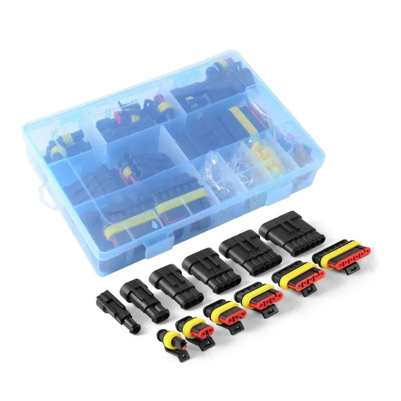 

OOTDTY 260pcs Super Sealed Waterproof Car Electrical Wire Connector Set 1-6 Pin Way Terminal & Blade Fuses NEW
