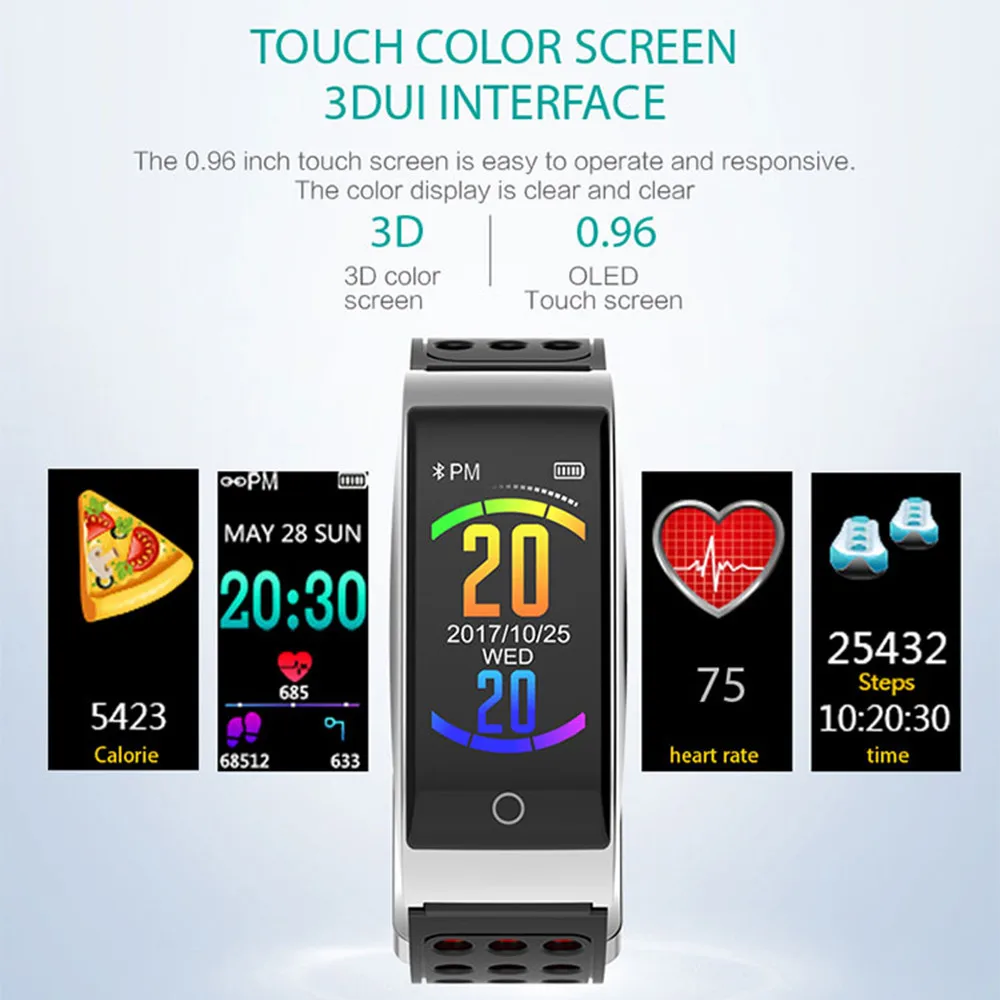 Sport Fitness Bracelet Fitness Tracker Heart Rate Monitor Blood Pressure Smart Band Ecg Ppg Smart Wristband For Ios Android