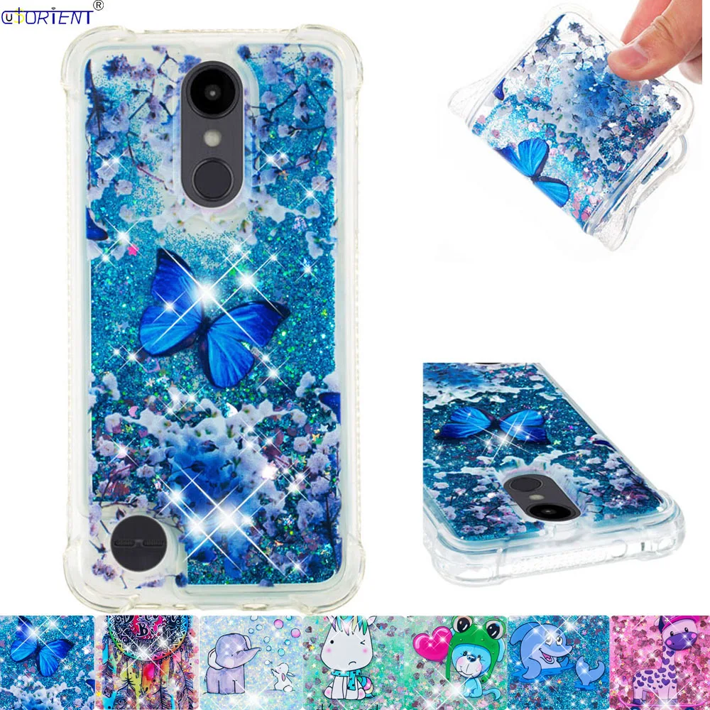 

Cute Case For LG Zone 4 Aristo 2 Plus K8 2018 Fortune 2 Risio 3 Bling Glitter Liquid Quicksand Shockproof Soft Phone Back Cover