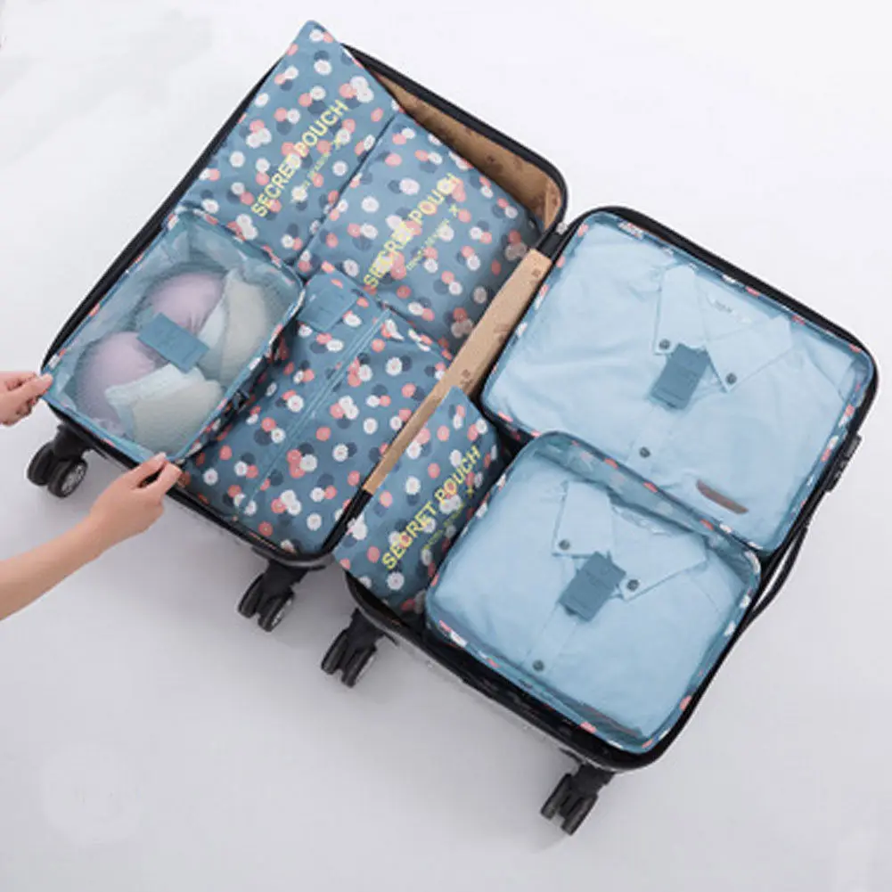Фирменная Новинка стиль 7 шт. Cube путешествия чемодан сумка для хранения упаковка одежда носки девочек макияж организатор - Цвет: Фиолетовый