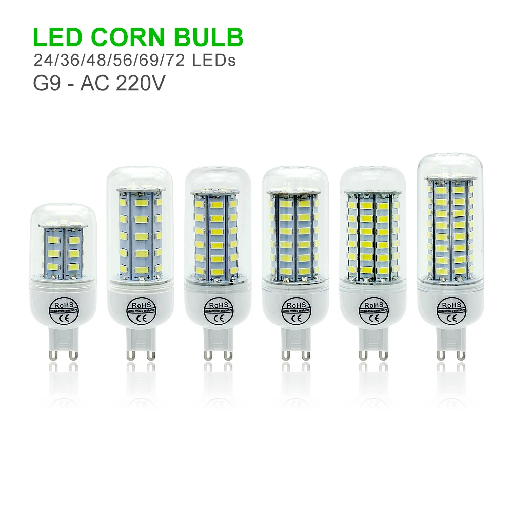 Светодиодсветильник лампочка E27 E14 B22 G9 Gu10 5730 SMD 220V 230V кукурузная лампа теплый