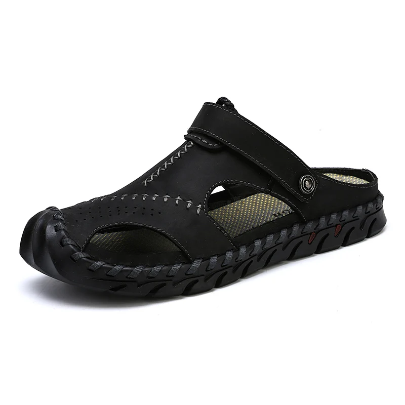 

E1 Mens Sandals Genuine Leather Crocse Clogs Men Sandalias Zapatos De Hombre Sandles Sandalet Summer Croc Shoes Sandals Men 2019