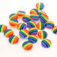Новая мода 40 шт 12 мм темно-радужные цвета в полоску стиль плоская задняя Смола Кабошоны подходят 12 мм Камея База Cabochons-W3-13