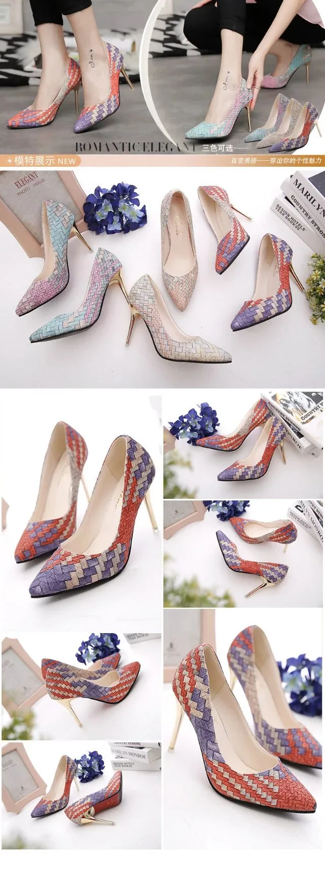 Новинка года; модная женская обувь; Разноцветные вечерние и свадебные туфли; пикантные туфли-лодочки с острым носком на высоком каблуке; женская обувь; размеры 34-40