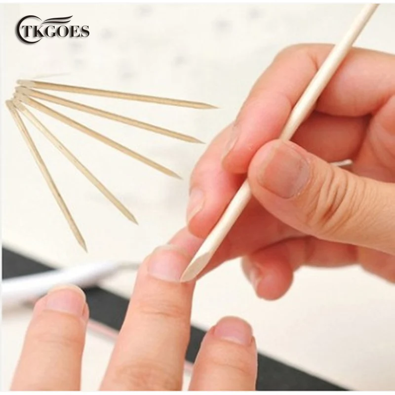 

TKGOES 100PCS/Pack Length 7.5cm Orange Wood Sticks Nail Tools Nail Art Cuticle Pusher Remover eyebrow waxing applicator SKU:0136