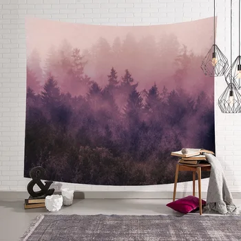 

Rose Color Forest Mist Nature Color Home Outdoor Decorative Outdoor Tapestry Wall Hanging Sheets Picnic Cloth Decor Gift