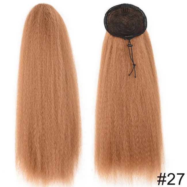 Шнурок афро слоеный кудрявый прямой поддельный пузырь конский хвост синтетические волосы булочка шиньон для женщин клип в наращивание волос - Цвет: #27