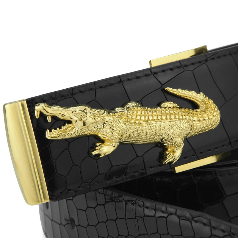 

High Quality Crocodile buckle belt for men Upscale full grain leather Waist Strap Copper buckle luxury Casual ceinture homme