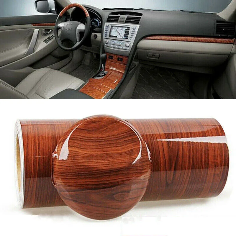 

High Glossy Wood Grain Textured Vinyl Sticker DIY Film Wrap Automobiles Waterproof Vinyl Self Adhesive PVC Carbon Car Decoration