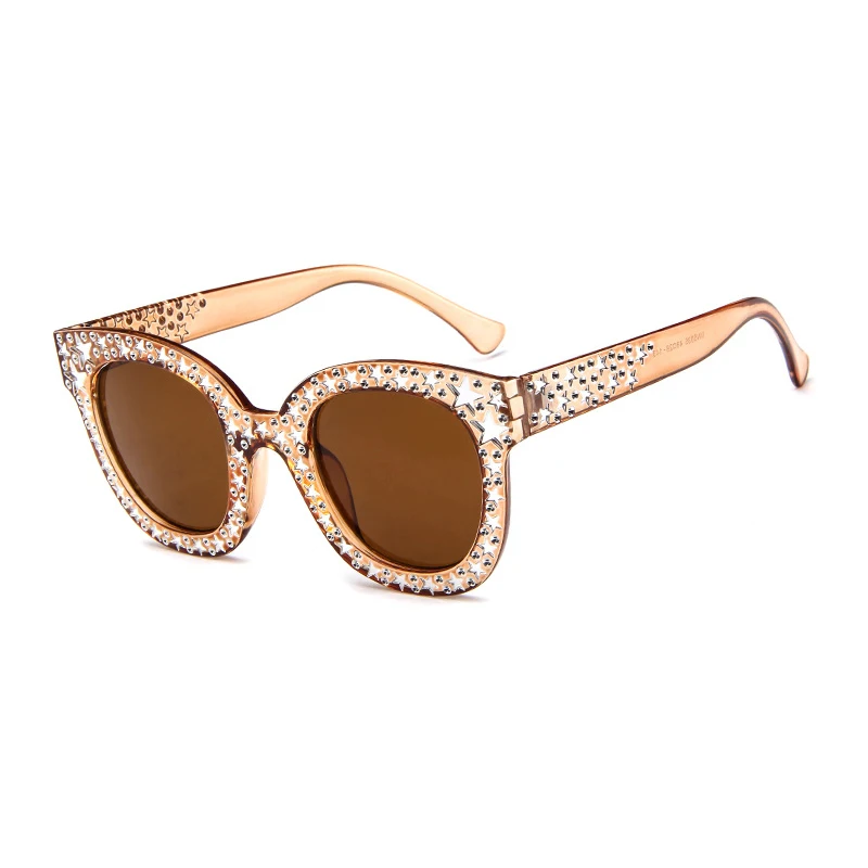 Shiny Stars Sunglasses Women Vintage Retro Square Shape Oversized Sun Glasses Fake Rhinestone Star Shades UV Protection oversized square sunglasses Sunglasses