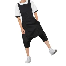 Мужские хип-хоп низкие брюки со стрелкой черный комбинезон модный мужской брюки с нагрудником Комбинезоны повседневные свободные шаровары большие размеры