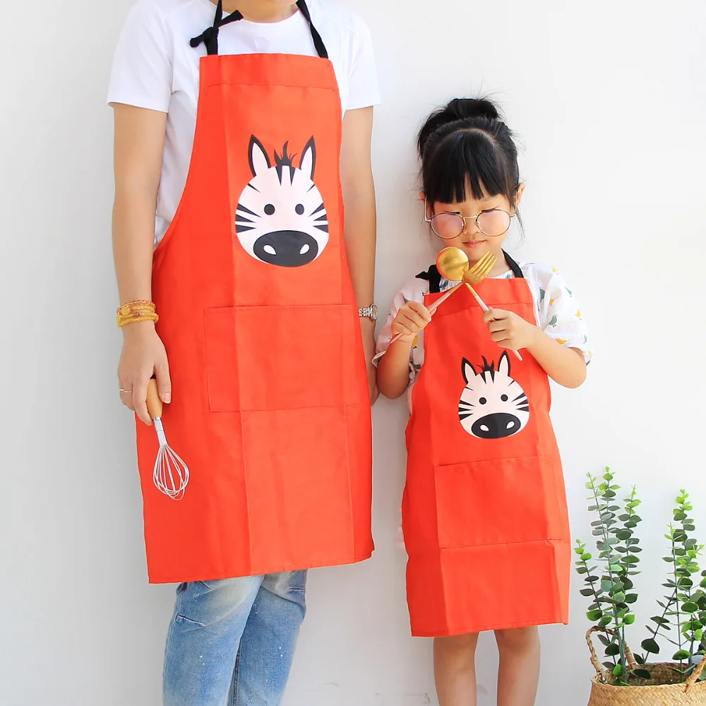

cartoon apron parent-child apron Cuff Kit Kitchen DIY Baking Painting Pinafore Waterproof Children Baby Clothing bibs