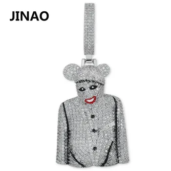 

JINAO Hip Hop Jewelry Iced Out Chain Clown Character MICKY Pendant Cubic Zircon Necklace for Man for Gifts