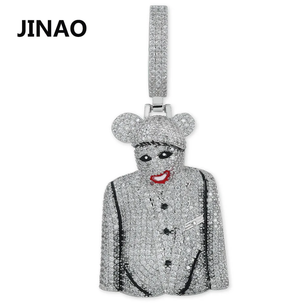 

JINAO Hip Hop Jewelry Iced Out Chain Clown Character MICKY Pendant Cubic Zircon Personalized Necklace for Man for Gifts