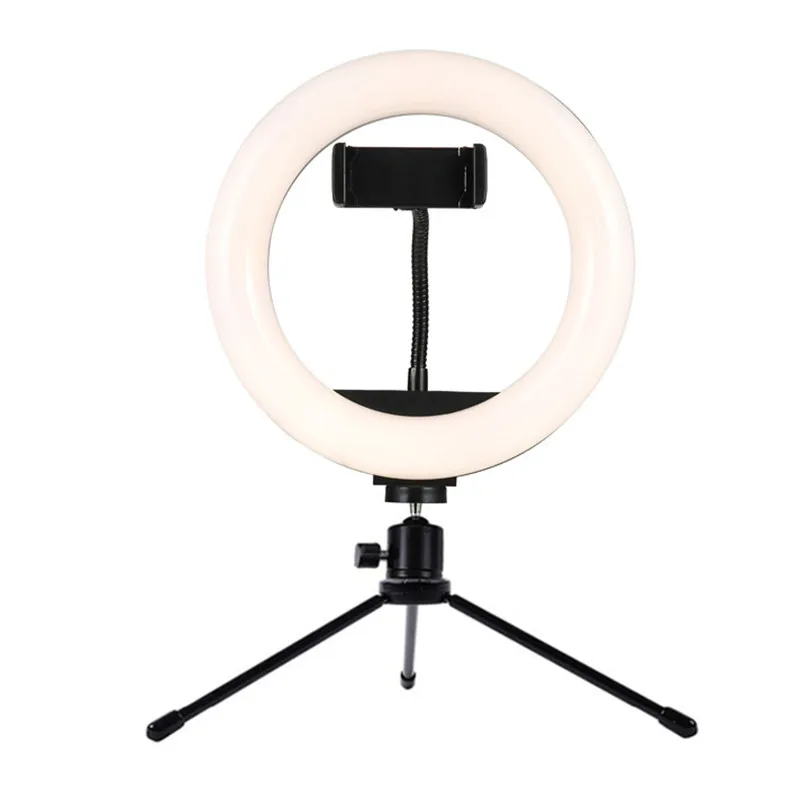 Настольная лампа 8 дюймов студийный кольцевой светильник светодиодный фотокамера светильник s с настольным металлическим Штативом Держатель для смартфона Vlog Selfie