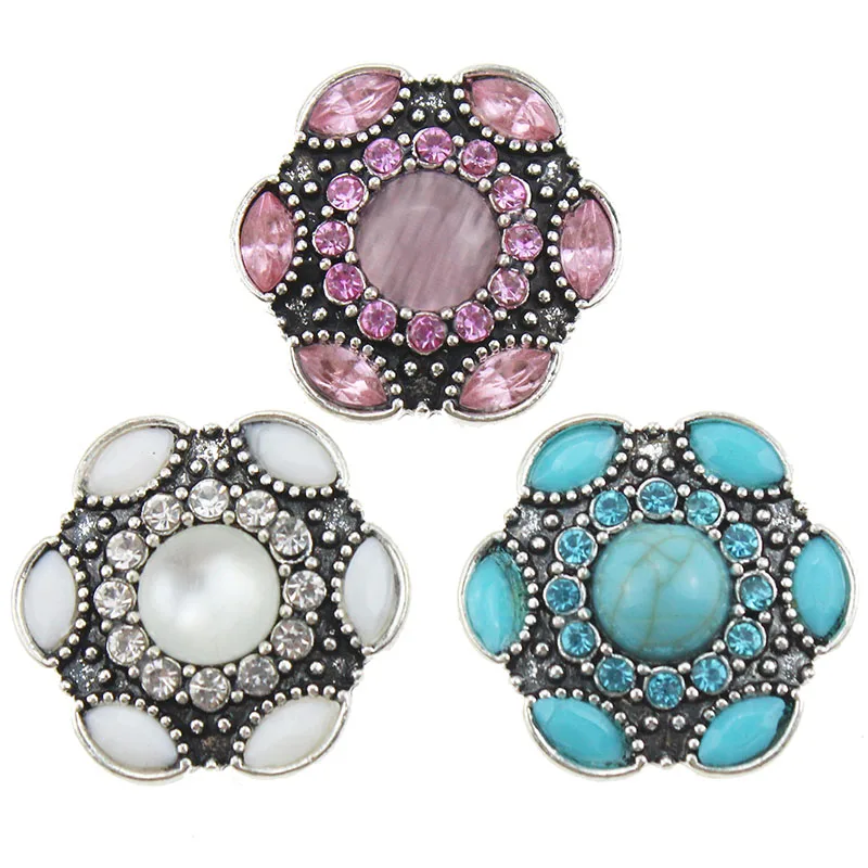 

10PCS/LOT Hot Wholesale High quality Flower Snap Button Fit Snap Bracelet&Bangles DIY 18mm Snap Jewelry