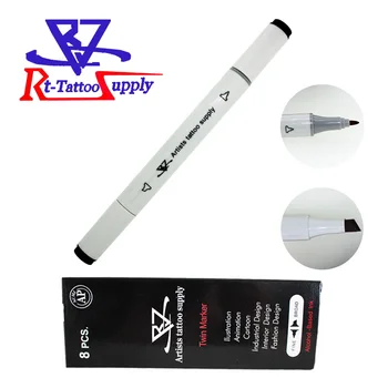 

Free shipping 8pcs/lot tattoo skin marker sterile surgical cosmetic positioning pen Surgical Skin Marker for eyebrow Black Color