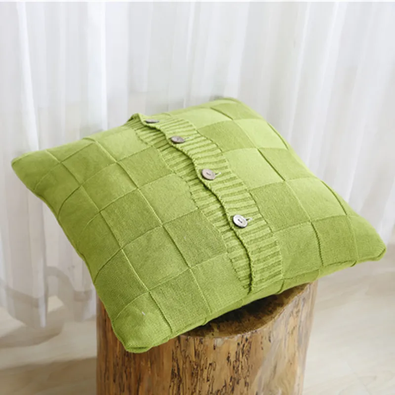 

New Vintage Nordico Knitted Grid Cushion Cover 100%cotton Solid Throw Pillow Case 45*45cm Home Decoration Coffee High quality